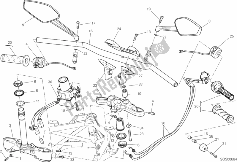 Toutes les pièces pour le Guidon du Ducati Diavel Carbon USA 1200 2012
